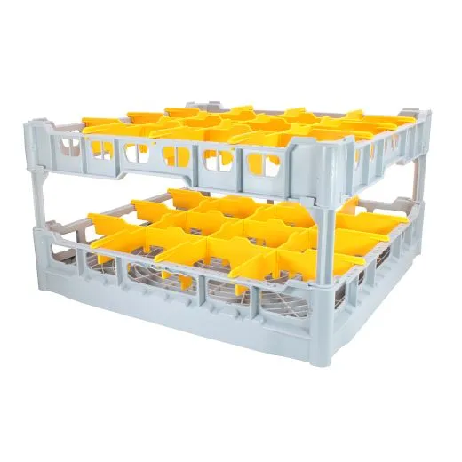 FriesRack Glserkorb 50x50 cm - Typ LH-4x4 - stabiles, graues Glserrack fr 16 Glser mit grauem Toprahmen. Ideal fr sicheren Glastransport, Splen und Einsatz in Catering, Hotel und Messegastronomie.