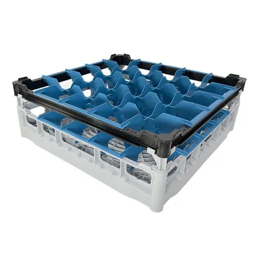 FriesRack Glserkorb 50x50 cm K-5x5 - stabiler grauer Glserkorb mit schwarzem Toprahmen fr sicheren Glastransport, perfekt fr Gastronomie und Catering.