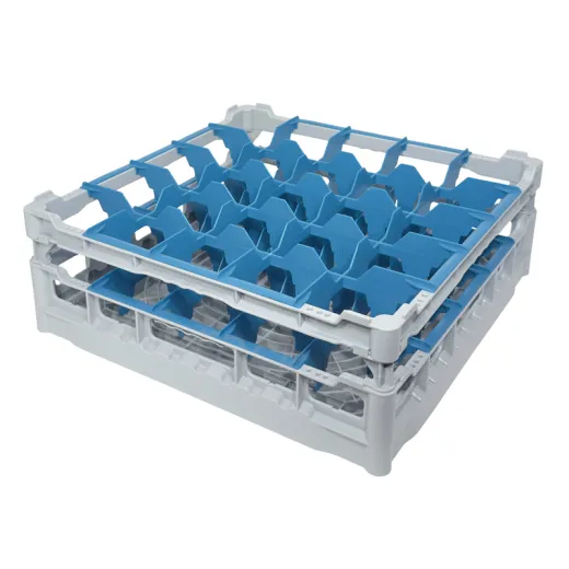 FriesRack Gl�serkorb 50x50 cm K-5x5 - stabiler grauer Gl�serkorb mit grauem Toprahmen f�r sicheren Glastransport, perfekt f�r Gastronomie und Catering.