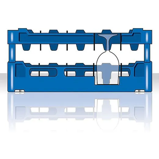 Anwendungsgrafik mit Seitenansicht des Glserkorbs Typ-C aus dem FriesRack System, Korbgre 50x50 cm, ideal fr sicheren Transport und effiziente Aufbewahrung von Glsern