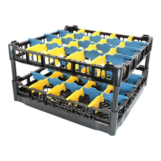 FriesRack Glserkorb 50x50 cm - Typ CH-4x5 - stabiles schwarzes Glserrack aus der Serie Custom mit schwarzem Toprahmen fr sicheren Glastransport, perfekt fr Gastronomie und Catering.