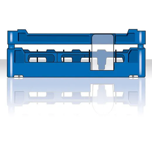 Anwendungsgrafik mit Seitenansicht des Glserkorbs Typ-B aus dem FriesRack System, Korbgre 50x50 cm, ideal fr sicheren Transport und effiziente Aufbewahrung von Glsern