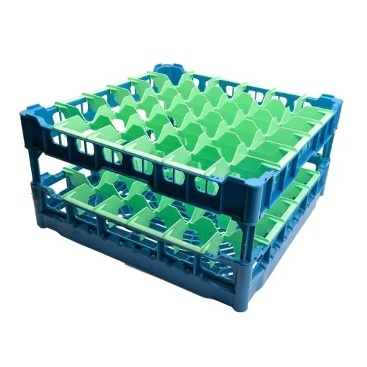 FriesRack Glserkorb 50x50 cm OH-6x6 - stabiler blauer Korb mit blauem Toprahmen fr sicheren Glastransport, perfekt fr Gastronomie, Hotel und Catering.