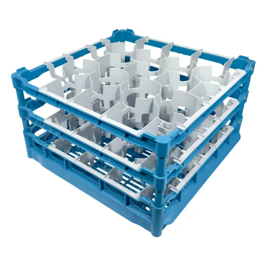 FriesRack System 500, Gl�sersp�lkorb Typ D3-20, 50x50 cm, blau mit Toprahmen und GN-Flanken, sp�lmaschinenfest, leichtes Handling durch geringes Gewicht, stapelbar, ideal f�r Gl�serlogistik, Empfang, Feier, Catering, Event und Messe, individuelle Farbwahl