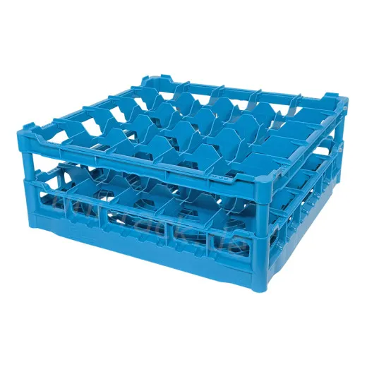 FriesRack Glserkorb 50x50 cm - Typ B-5x5 - stabiles blaues Glserrack aus der Serie Custom mit blauem Toprahmen fr sicheren Glastransport, perfekt fr Gastronomie und Catering.