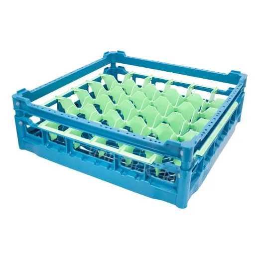 FriesRack Gl�serkorb 50x50 cm - Typ B-6x6 - stabiles blaues Gl�serrack aus der Serie Custom mit blauem Toprahmen f�r sicheren Glastransport, perfekt f�r Gastronomie und Catering.