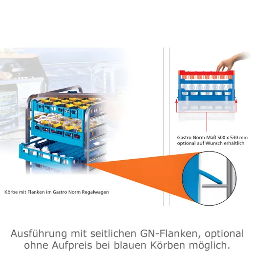 FriesRack K�rbe 50x50 cm optional mit GN 2/1 Flanken - ideal f�r Gastronorm Regalwagen und K�hlschr�nke, perfekt zum Anrichten, Lagern und Transportieren!