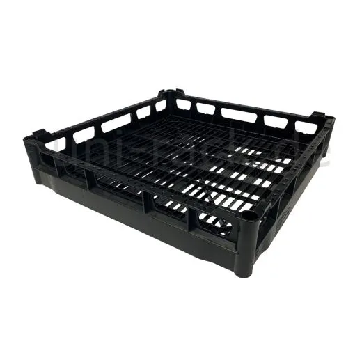 Schwarzer Fries Kunststoff-Grundkorb NK-73, 500x500 mm, mit weitmaschigem Boden – ideal fr Tassen, Schsseln oder Kchenutensilien in der gewerblichen Splmaschine.