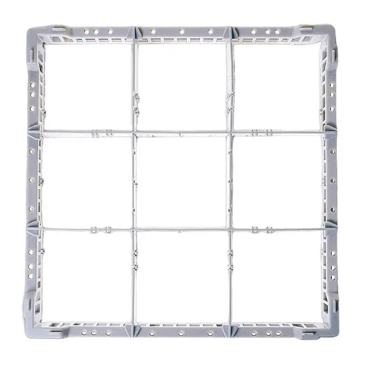 Fries Gl�serkorb LG-3x3 f�r 9 Gl�ser, Ansicht von oben. Geeignet f�r 40x40 cm Profi-Sp�lmaschinen in Hotel, Gastronomie und Catering-Betrieben.