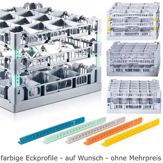 Farbige Eckprofile f�r Fries Gl�serk�rbe System 400. �bersicht der Farben f�r individuelle Codierung und bessere Organisation in der Gastronomie