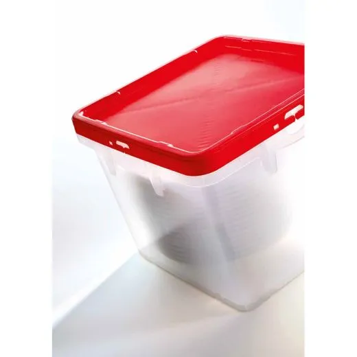 Fries BOX - Ansicht mit rotem Deckel, ideal fr den sicheren Transport von Speisen und Geschirr. Perfekte Lsung fr Gastronomie, Catering und Lebensmittel-Logistik.