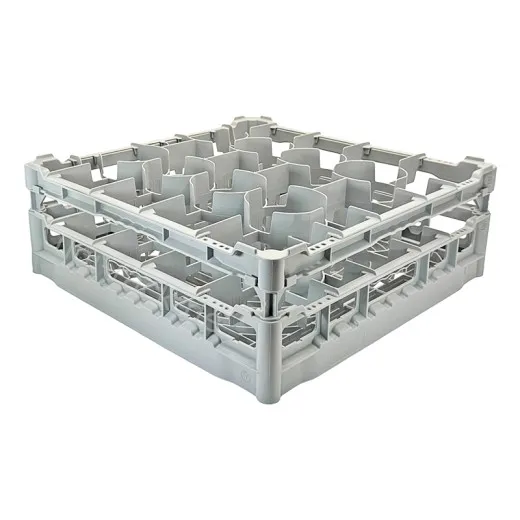 FriesRack Gl�serkorb 50x50 cm - Typ K-20 - stabiles, graues Gl�serrack f�r 20 Gl�ser mit grauem Toprahmen. Ideal f�r sicheren Glastransport, Sp�len und Einsatz in Catering, Hotel und Messegastronomie.