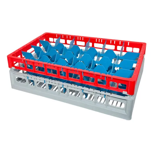FriesRack System 600 - Glserkorb Typ I-24: Profi-Kunststoff-Glserrack 60x40 cm fr 24 Glser bis 155 mm Hhe. Ideal fr Gastronomie, Catering, Klinik, Hotel und Labor.