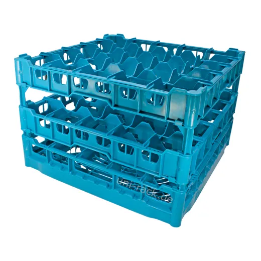 FriesRack Glserkorb 50x50 cm IMH3-5x5 - stabiler blauer Glserkorb mit blauem Toprahmen fr sicheren Glastransport, perfekt fr Gastronomie und Catering.