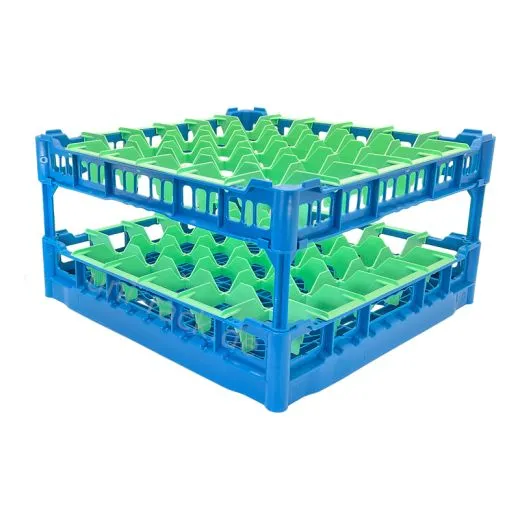 FriesRack Gl�serkorb 50x50 cm LH-6x6 - stabiler blauer Korb mit blauem Toprahmen f�r sicheren Glastransport, perfekt f�r Gastronomie, Hotel und Catering.