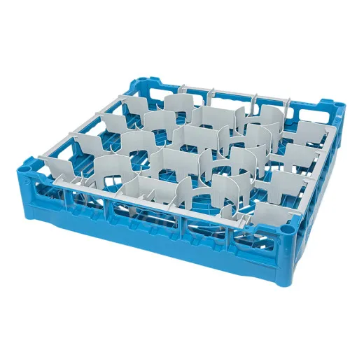FriesRack Glserkorb 50x50 cm - Typ A-20 - stabiles, blaues Glserrack fr 20 Glser mit einer Facheinteilung. Ideal fr sicheren Glastransport, Splen und Einsatz in Catering, Hotel und Messegastronomie.