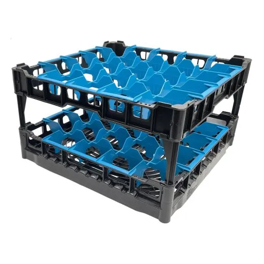 FriesRack Gl�serkorb 50x50 cm PH-5x5 - stabiler schwarzer Gl�serkorb mit schwarzem Toprahmen f�r sicheren Glastransport, perfekt f�r Gastronomie und Catering.