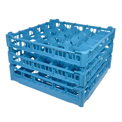 FriesRack Gl�serkorb 50x50 cm IKH3-5x5 - stabiles blaues Gl�serrack mit blauem Toprahmen f�r sicheren Glastransport, perfekt f�r Gastronomie und Catering.