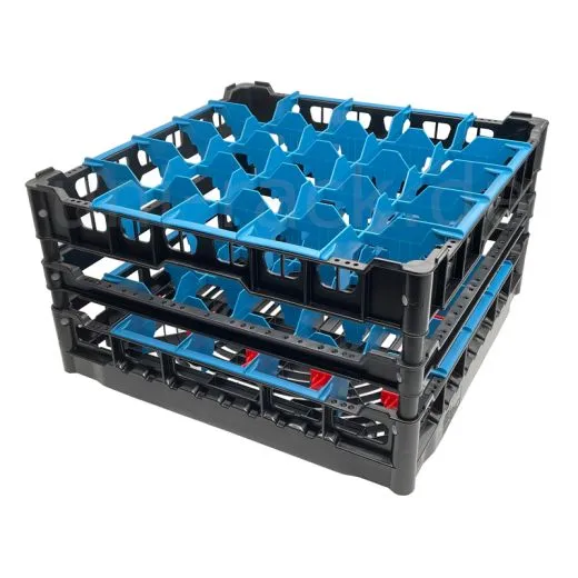 FriesRack Gl�serkorb 50x50 cm - Typ H3-5x5 - stabiles, graues Gl�serrack f�r 25 Gl�ser mit grauem Toprahmen und Gl�ser-Schr�gstellung. Ideal f�r sicheren Glastransport, Sp�len und Einsatz in Catering, Hotel und Messegastronomie.