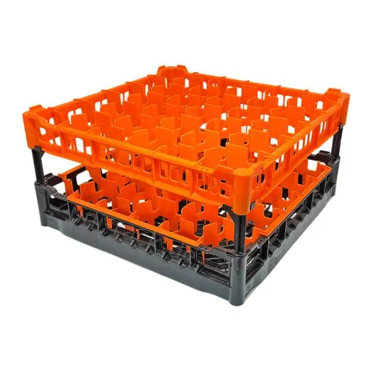 FriesRack Glserkorb 50x50 cm OH-30 - stabiler schwarzer Glserkorb mit Toprahmen in Orange fr sicheren Glastransport, perfekt fr Gastronomie und Catering.