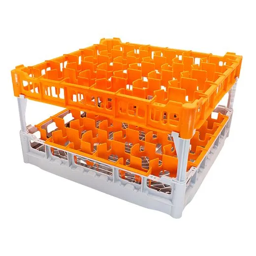 FriesRack Gl�serkorb 50x50 cm PH-30 - stabiler grauer Gl�serkorb mit Toprahmen in Orange f�r sicheren Glastransport, perfekt f�r Gastronomie und Catering.