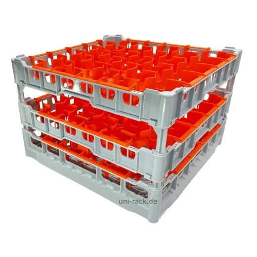 FriesRack Glserkorb 50x50 cm - Typ IMH3-30 - stabiles graues Glserrack aus der Serie ClixRack mit grauem Toprahmen fr sicheren Glastransport, perfekt fr Gastronomie und Catering.