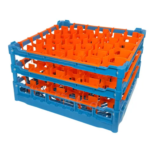 FriesRack Glserkorb 50x50 cm - Typ D3-30 - stabiles blaues Glserrack aus der Serie Custom mit blauem Toprahmen fr sicheren Glastransport, perfekt fr Gastronomie und Catering.