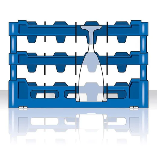 Anwendungsgrafik mit Seitenansicht des Glserkorbs Typ-D3 aus dem FriesRack System, Korbgre 50x50 cm, ideal fr sicheren Transport und effiziente Aufbewahrung von Glsern