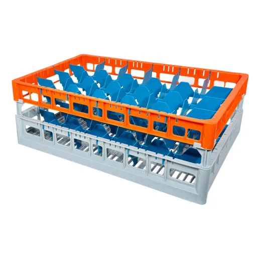 FriesRack System 600 - Glserkorb Typ N-24: Profi-Kunststoff-Glserrack 60x40 cm fr 24 Glser bis 185 mm Hhe. Ideal fr Gastronomie, Catering, Klinik, Hotel und Labor.