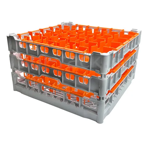 FriesRack Glserkorb 50x50 cm IIH3-30 - stabiler grauer Glserkorb mit Toprahmen in Grau fr sicheren Glastransport, perfekt fr Gastronomie und Catering.