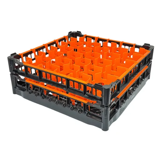 FriesRack Glserkorb 50x50 cm SH-30 - stabiler schwarzer Glserkorb mit Toprahmen in Schwarz fr sicheren Glastransport, perfekt fr Gastronomie und Catering.