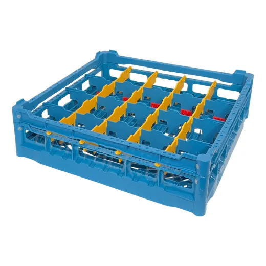 FriesRack Tassenkorb 50x50 cm - Typ F-4x5 in Blau mit passendem Toprahmen. Mit Tassen-Schr�gstellung f�r optimale Trocknung. F�r gewerbliche Sp�lmaschinen geeignet.