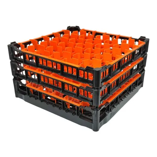FriesRack Glserkorb 50x50 cm ISH3-30 - stabiler schwarzer Glsersplkorb mit Toprahmen in Schwarz fr sicheren Glastransport, perfekt fr Gastronomie und Catering.