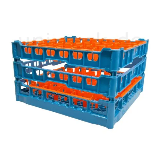 FriesRack Glserkorb 50x50 cm ISH3-30 - stabiler blauer Glsersplkorb mit Toprahmen in Blau fr sicheren Glastransport, perfekt fr Gastronomie und Catering.