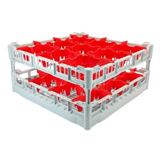 FriesRack Glserkorb 50x50 cm - Typ MH-3x3 - stabiles, graues Glserrack fr 20 Glser mit grauem Toprahmen. Ideal fr sicheren Glastransport, Splen und Einsatz in Catering, Hotel und Messegastronomie.