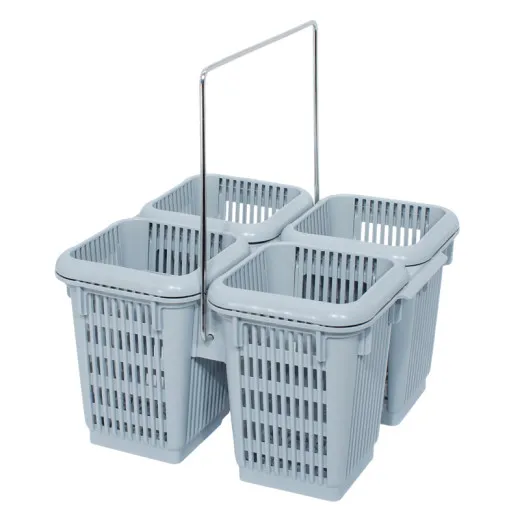 Der graue Besteckkcher CBS4-B mit NSF-Zertifizierung verfgt ber 4 separate Fcher und einen stabilen Edelstahlbgel - ideal fr hygienisches Splen von Besteck und optimales Handling.