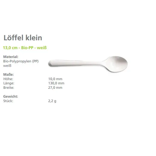 Fries Mehrweg-Kaffeelffel aus weiem Bio-PP-Polypropylen im Karton  250 Stck – splmaschinenfest, mikrowellengeeignet, bruchfest, lebensmittelecht, ohne BPA oder Weichmacher, Made in EU.