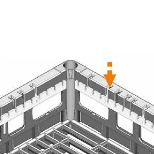 Montageanleitung f�r Korbadapter bzw. Seitenleiste 28/560 zur Befestigung von Quer- und L�ngsteilern im Kunststoff-Grundkorb CR-600 (60x40 cm). Der Adapter verbindet die Facheinteilung sicher mit dem Korb.