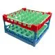 FriesRack Gläserkorb 50x50 cm OH-6x6 - stabiler blauer Korb mit rotem Toprahmen für sicheren Glastransport, perfekt für Gastronomie, Hotel und Catering.