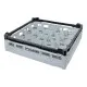 Graues Glserrack Typ B-20 mit schwarzem Toprahmen – FriesRack System 500 – stapelbarer Profi-Glserkorb aus lebensmittelechtem Kunststoff, 50x50 cm, mit 20 Fchern fr Wasser-, Tasting- oder Whiskeyglser. Ideal fr gewerbliche Splmaschinen.