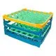 Dieser leichte, robuste Friesrack 500 Gl�serkorb Typ-6x6 (50x50 cm) ist in Blau/Gelb gehalten. Er bietet sicheren Transport und Lagerung f�r 36 Gl�ser (� 70-72 mm, bis 230 mm H�he). Ideal f�r Event, Messe und Gastro-Logistik.