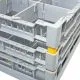 Fries Gl�serkorb LC-4x4, gelbe Ecken, Detailansicht der vorderen Ecke. Passend f�r 16 Gl�ser in Profi-Sp�lmaschinen, Korbgr��e 40x40 cm.