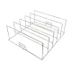 Edelstahl-Warmhalteeinsatz WHT-5 f�r 5 Tabletts, Schr�gansicht. Edelstahl Drahtgestell mit 5 senkrechten Trennstegen und je einem Tabletthalter pro Fach. Kompatibel mit FriesRack Grundk�rben Typ NK und NKT.
