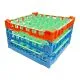 FriesRack Gläserkorb 50x50 cm IMH3-6x6 - stabiler blauer Korb mit orangefarbenem Toprahmen für sicheren Glastransport, perfekt für Gastronomie, Hotel und Catering.