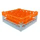 FriesRack Glserkorb 50x50 cm KH-30 - stabiler grauer Glserkorb mit Toprahmen in Orange fr sicheren Glastransport, perfekt fr Gastronomie und Catering.