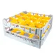 FriesRack Gläserkorb 50x50 cm - Typ NH-4x4 - stabiles, graues Gläserrack für 16 Gläser mit grauem Toprahmen. Ideal für sicheren Glastransport, Spülen und Einsatz in Catering, Hotel und Messegastronomie.