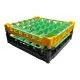FriesRack Gläserkorb 50x50 cm NH-6x6 - stabiler schwarzer Korb mit gelben Toprahmen für sicheren Glastransport, perfekt für Gastronomie, Hotel und Catering.