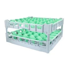 FriesRack Glserkorb 50x50 cm MH-6x6 - stabiler grauer Korb mit grauem Toprahmen fr sicheren Glastransport, perfekt fr Gastronomie, Hotel und Catering.
