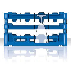 Anwendungsgrafik mit Seitenansicht des Glserkorbs Typ-D3 aus dem FriesRack System, Korbgre 50x50 cm, ideal fr sicheren Transport und effiziente Aufbewahrung von Glsern