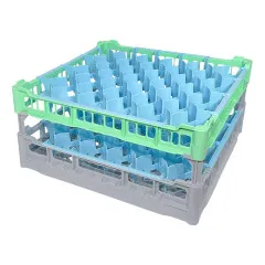 FriesRack Glserkorb 50x50 cm MH-44 - stabiler grauer Korb mit grnem Toprahmen fr sicheren Glastransport, perfekt fr Gastronomie, Hotel und Catering.